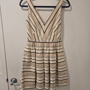 J. Crew Beige and Black Striped Mini Dress
